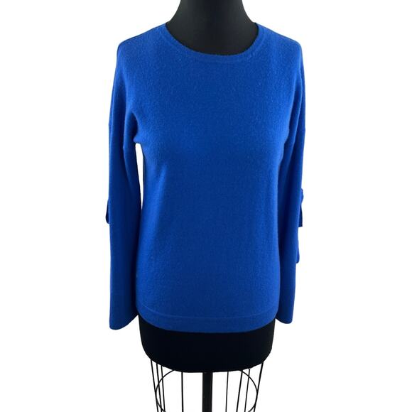 KOKUN Royal Blue Cashmere Sweater Pullover Crewneck Tie Sleeves Size S Small - Picture 1 of 10